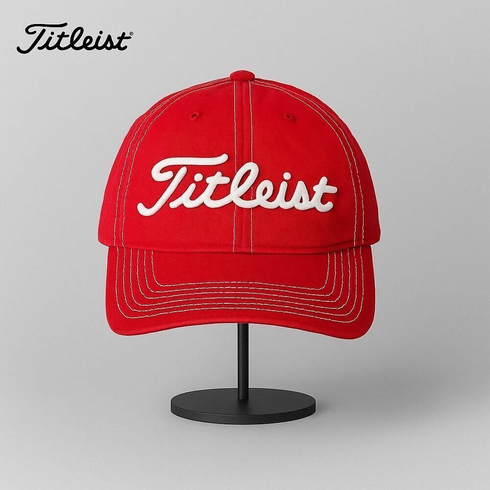VTG Y2K Titleist Red White Embroidered Cotton Golf Hat OS Baseball Cap Pro V1
